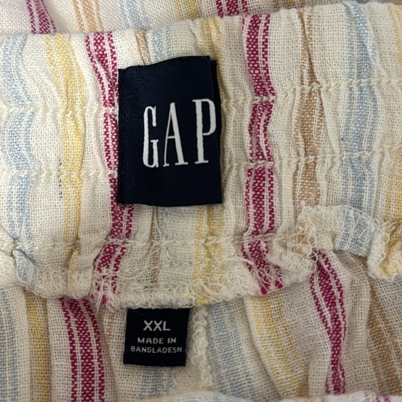 GAP Women's XXL Linen Short Dotted Sun Stripe Multi Pull On Pockets NWT - Picture 9 of 14